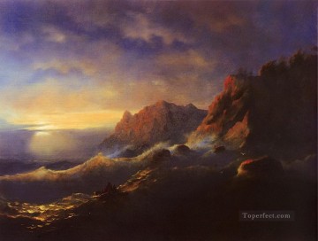 イワン・コンスタンティノヴィチ・アイヴァゾフスキー Painting - 嵐の日没 1856 ロマンチックなイワン・アイヴァゾフスキー ロシア